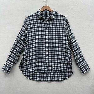Madewell Shirt Women's Large Ex Boyfriend Side Button Flannel Oversized Check